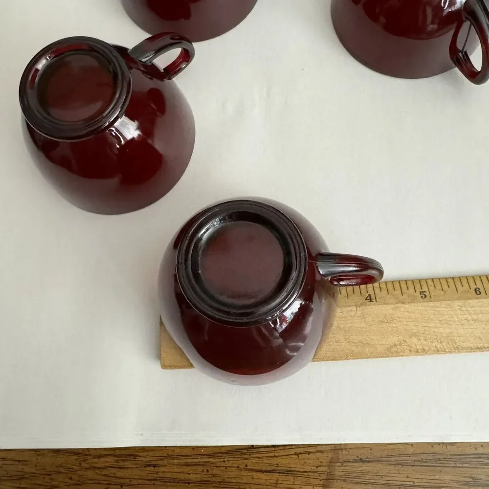 (4) Vintage Anchor Hocking Royal Ruby‎ Red Glass Teacups Cup 6oz